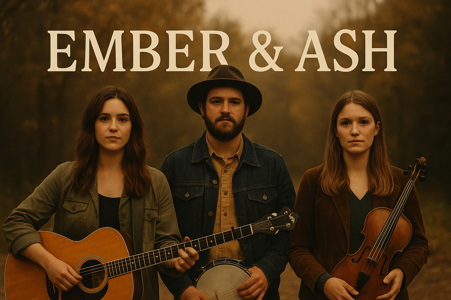 Hero Ember and Ash band hero photo, Has all three members starting with